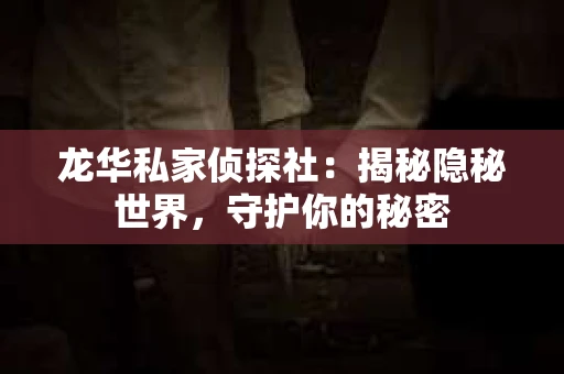 龙华私家侦探社：揭秘隐秘世界，守护你的秘密