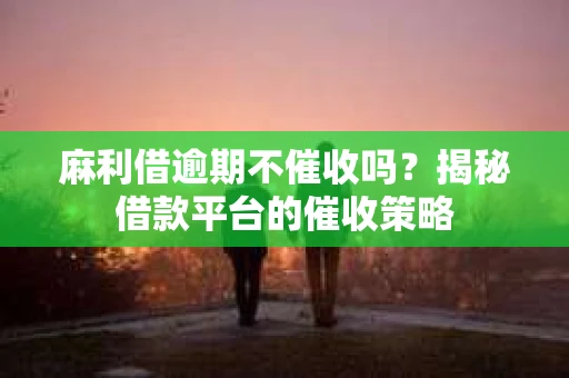 麻利借逾期不催收吗?揭秘借款平台的催收策略 麻利借逾期不催收吗?揭秘借款平台的催收策略